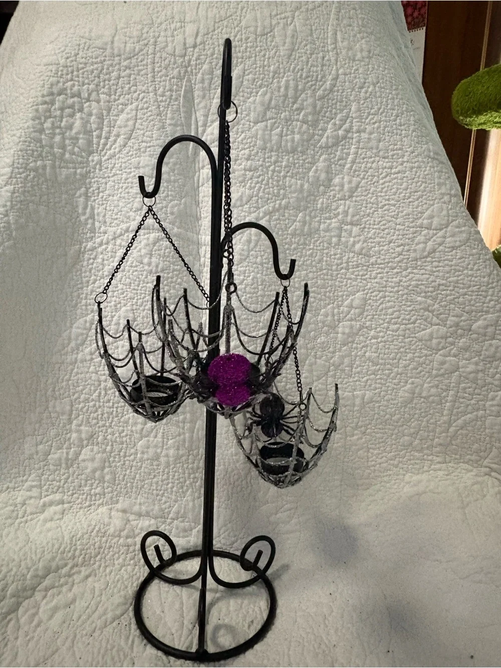 Pier 1 Black Metal Spiderweb Hanging Tealight Holder